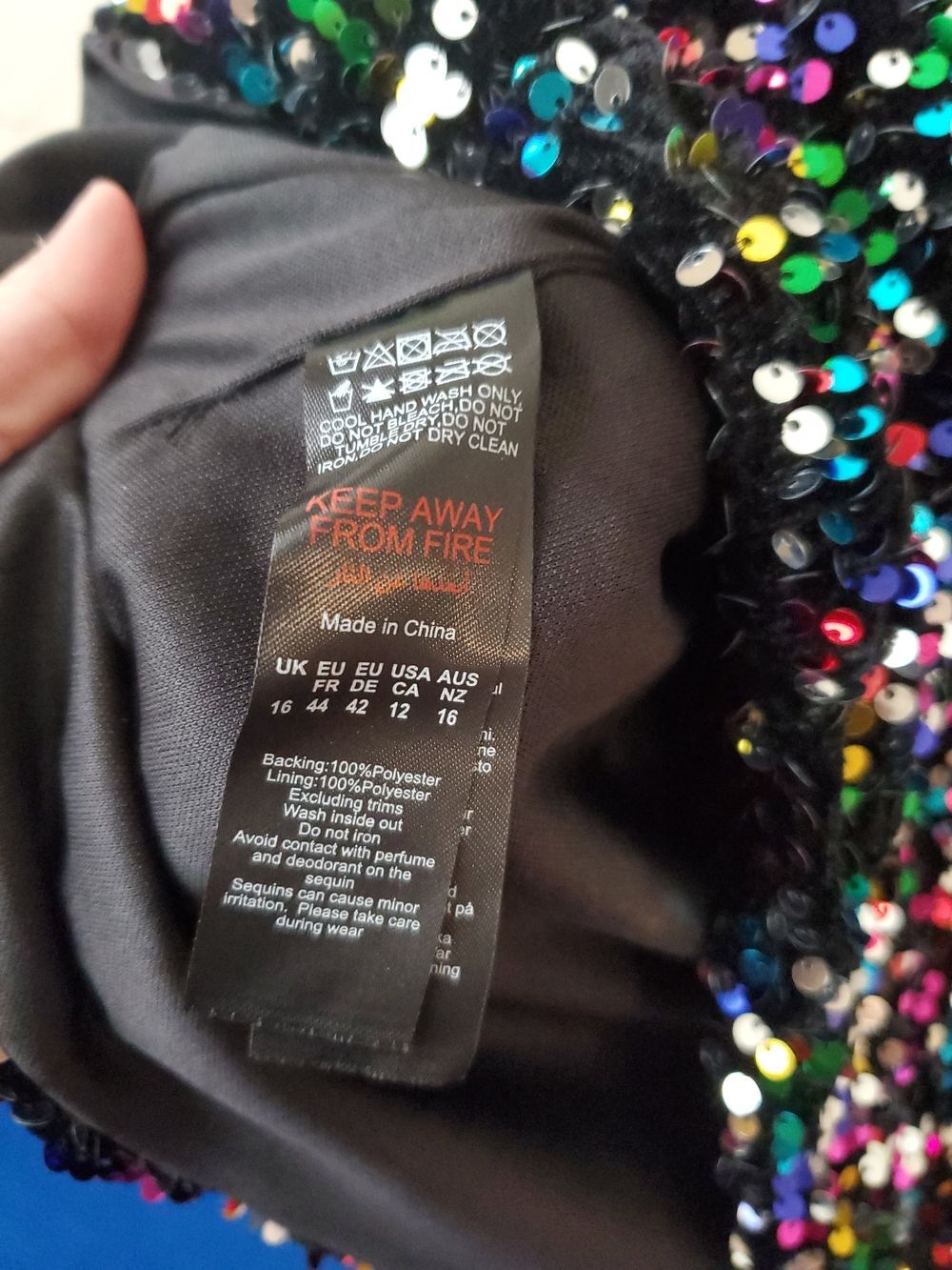 Nasty Gal Rainbow Sequin Mini Dress - Heart Cutout Back Size 12 - Picture 10 of 10